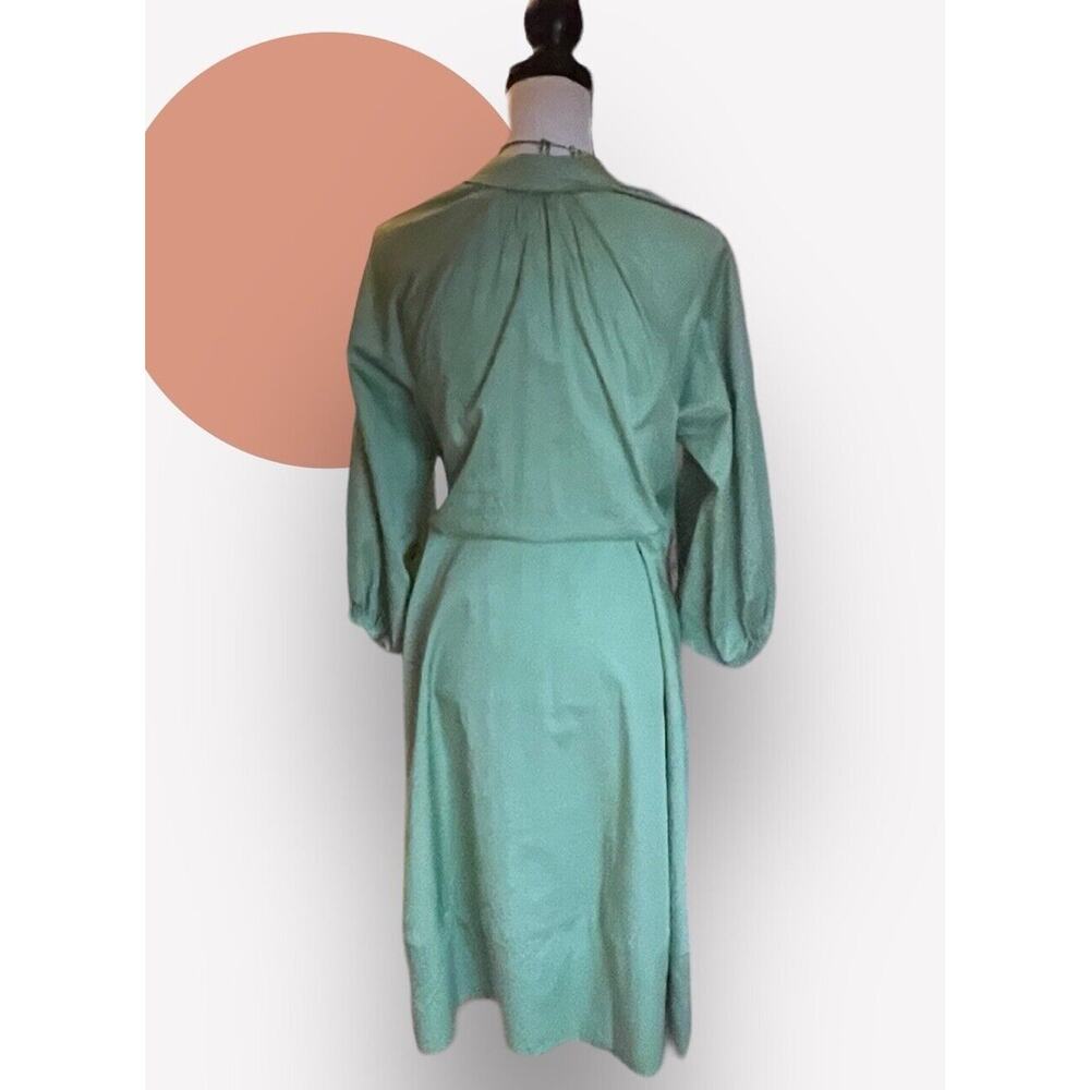 Harshman Muriel Matcha Green Cotton Shirt Dress 3/4 Sleeve NWT $229 M L 10 12 - Picture 10 of 10